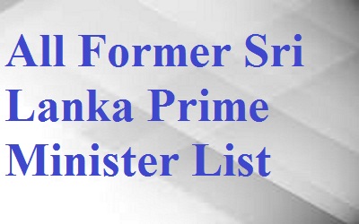 Sri Lanka PM Name List in English and Tamil