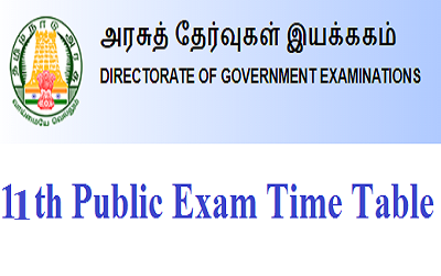 Tamil Nadu 11th Exam Time Table 2023-24