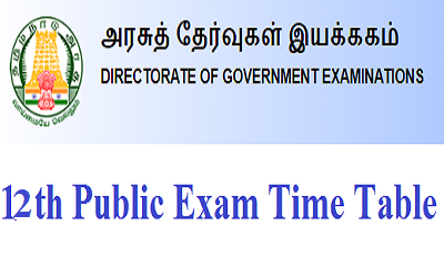 Tamil Nadu 12th Exam Time Table 2023-24